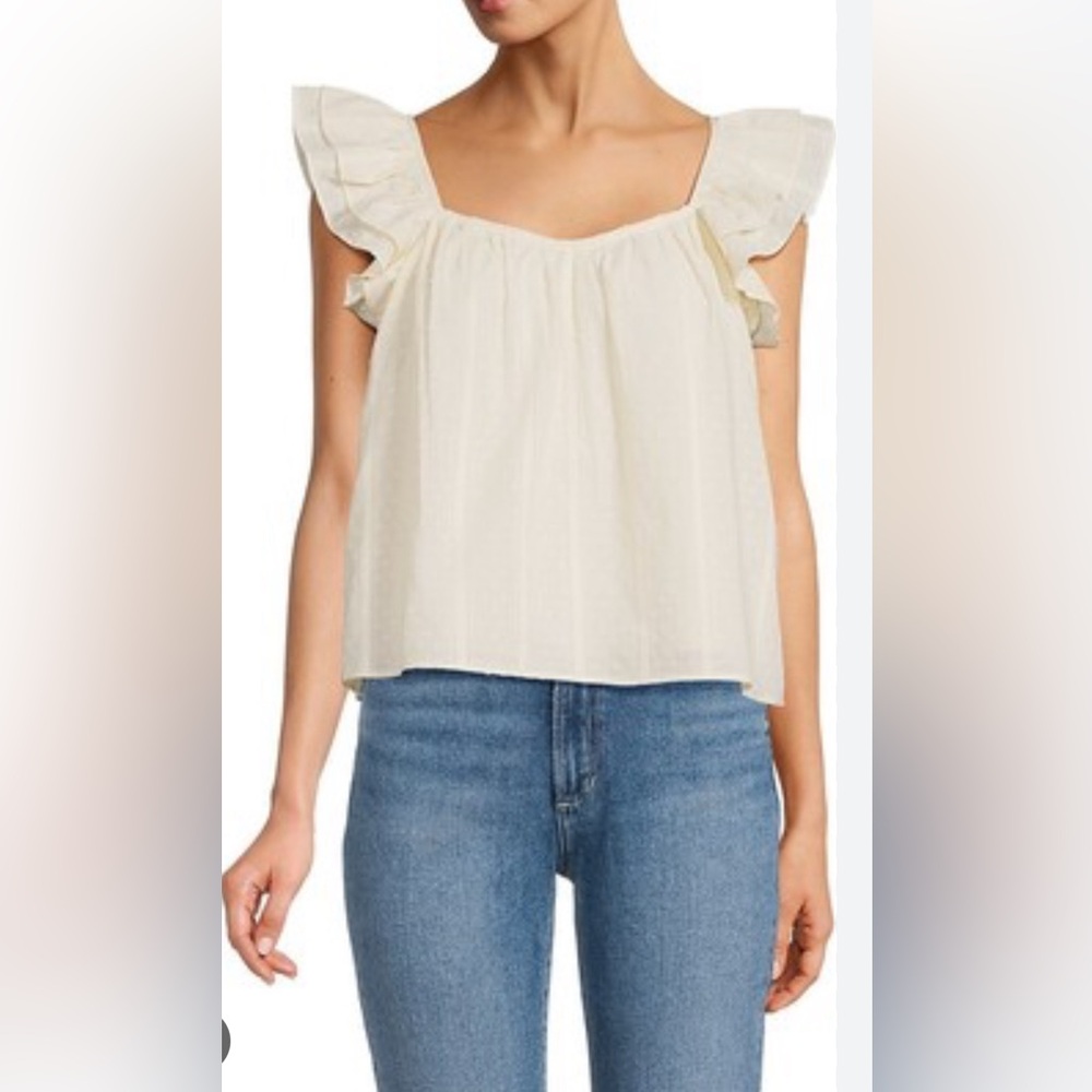 BB Dakota Head Over Heels Swiss Dot Top in cream size large